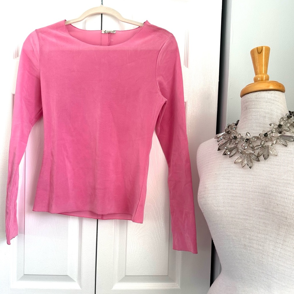 💕NWOT FREE PEOPLE PINK LONG SLEEVE TOP SIZE SMALL P💕
